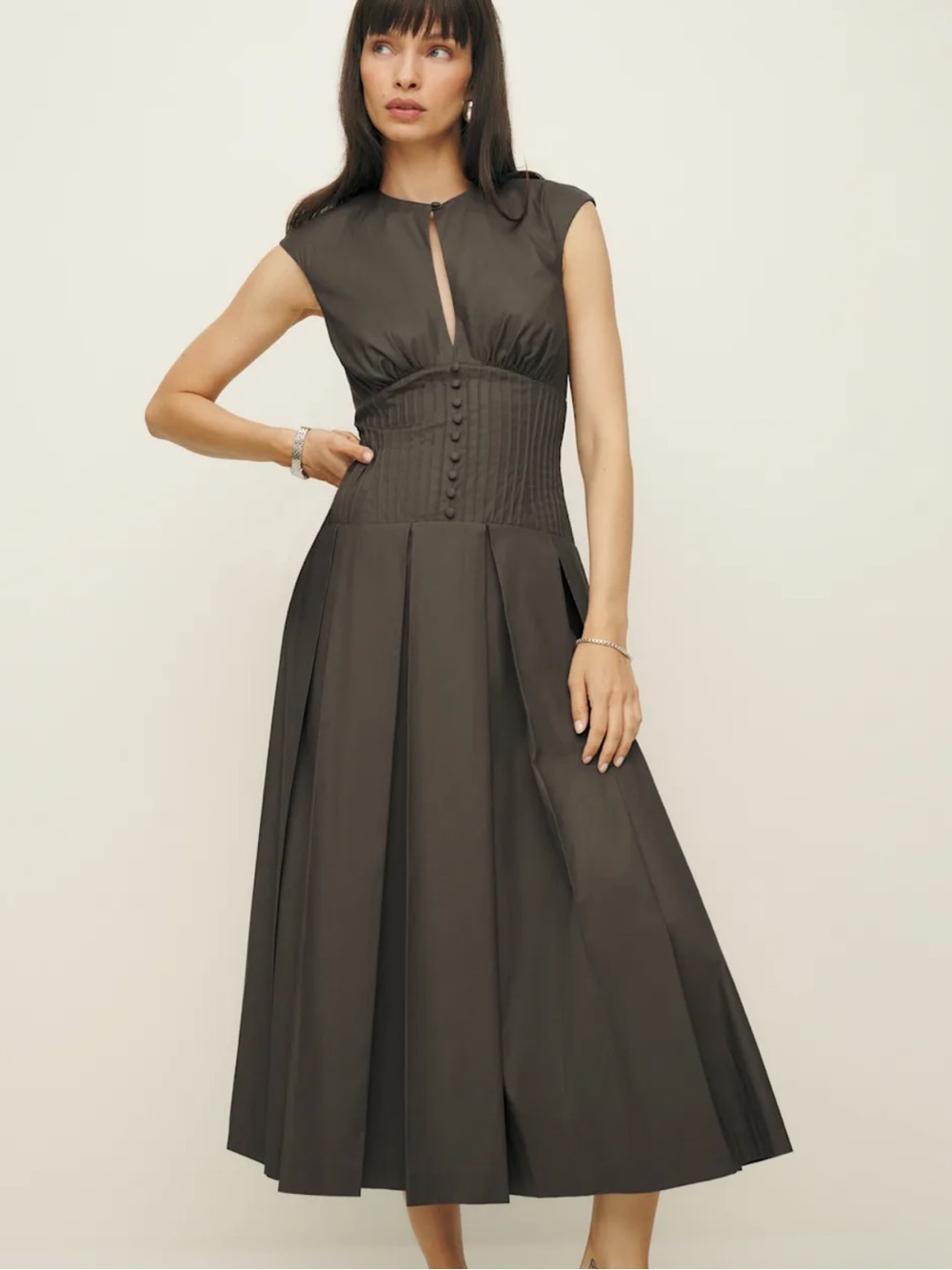 Reformation Renaie Corset-Style Midi Dress